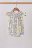 Golden meadow floral smocked ruffle bubble