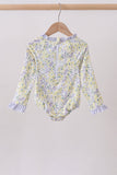 Floral mermaid applique rashguard