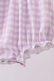 Purple floral embroidery gingham ruffle bubble