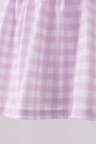Purple floral embroidery gingham bloomer set