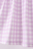 Purple floral embroidery gingham ruffle shorts set