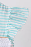Mint marine creature smocked stripe ruffle dress