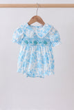 Blue rose smocked bubble