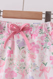 Pink floral bow skorts set