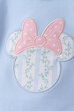 Blue character applique ruffle dress