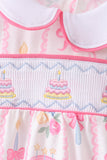 Pink birthday cake smocked bubble