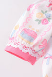 Pink birthday cake smocked bubble