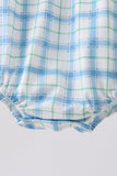 Blue birthday cake smocked plaid bubble