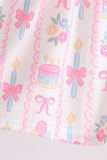 Pink birthday cake smocked dress