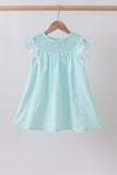 Blue starfish smocked jacquard ruffle dress