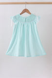 Blue starfish smocked jacquard ruffle dress