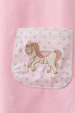 Pink carousel embroidery ruffle bloomer set