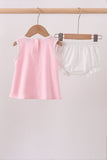 Pink carousel embroidery ruffle bloomer set