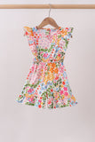 Summer floral print ruffle jumpsuit