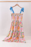 Summer floral print smocked mom & me dress