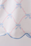 Blue bow ribbon print bloomer set
