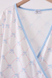 Blue bow ribbon print dress