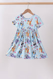 Blue character floral bamboo dress
