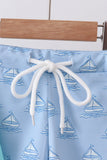 Mint sailboat print rashguard set