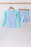 Mint sailboat print rashguard set