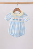 Yellow crab smocked gingham bubble