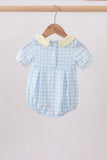 Yellow crab smocked gingham bubble