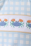 Yellow crab smocked gingham ruffle bubble