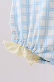 Yellow crab smocked gingham ruffle bubble