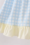 Yellow crab smocked gingham ruffle dress