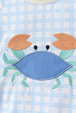 Blue crab applique plaid 2pc rashguard set