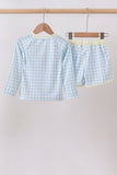 Blue crab applique plaid 2pc rashguard set
