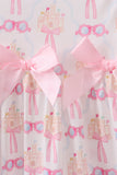 Pink bow castle ruffle dress