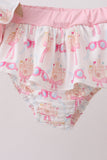 Pink bow castle ruffle 2pc swimsuit