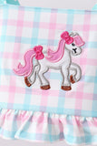 Green plaid horse applique 2pc swimsuit