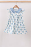 Blue Retro Floral Dress