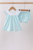 Blue Umbrella Smocked Bloomer Set