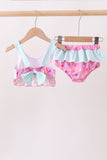Hot Pink Umbrella Embroidered UPF Swim Set