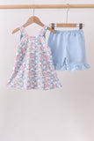 Blue Floral Bow Set