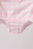 Pink Plaid Bow UPF Swim Set