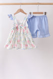 Blue Hydrangea Ruffle Bow Set