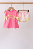 You're my sunshine Embroidered Bow Stripe Bloomer Set