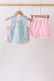 Green Bear Floral Applique Bloomer Set