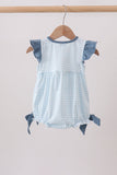 Blue Plaid Embroidered Bow Bubble