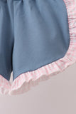 Pink Apple Plaid Embroidered Set