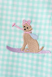 Mint Puppy Plaid Embroidered Set