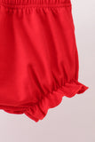 Red Georgia Bulldog Applique Ruffle Bloomer Set