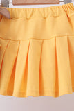 Blue bus bow embroidery ruffle skorts set