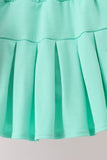 Pink apple bow embroidery skorts set