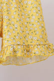 Blue Bus Floral Applique Ruffle Set
