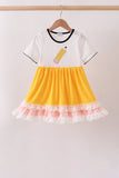 Mustard Pencil Ruffle Dress
